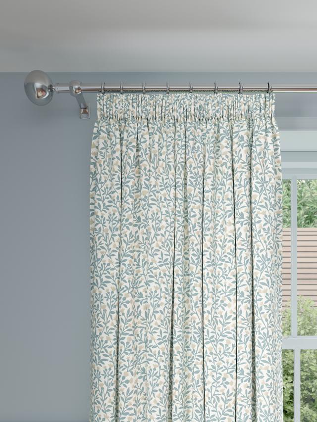 John Lewis Eloise Print Blackout Pencil Pleat Curtains - 228 x 228cm - Blue