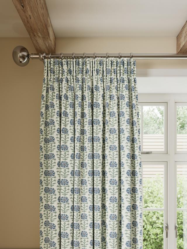 John Lewis Aria Blackout Pencil Pleat Curtains W167 x D182cm - Lake Blue