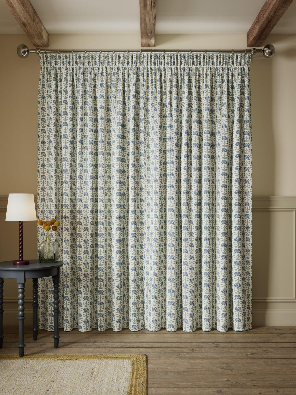 John Lewis Aria Blackout Pencil Pleat Curtains W167 x D182cm - Lake Blue
