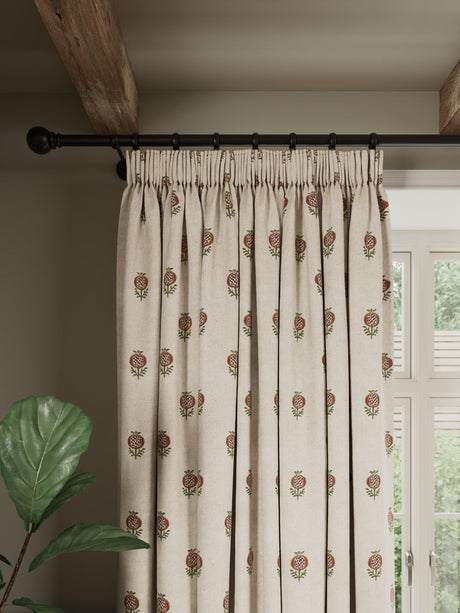John Lewis Wilcote Pomegranate Pencil Pleat Curtain 228 x 228cm - Pink Clay