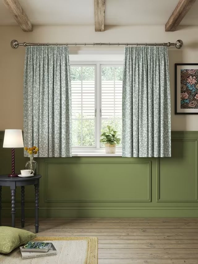 John Lewis Marlow Pair Lined Pencil Pleat Curtains W167 x D228cm - Duck Egg