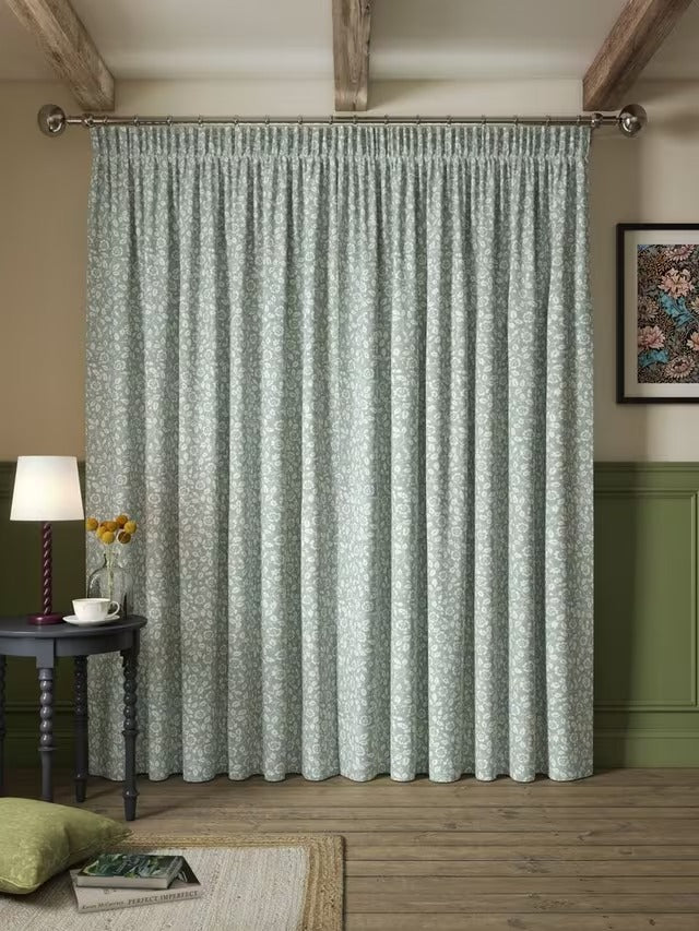 John Lewis Marlow Pair Lined Pencil Pleat Curtains W228 x Drop137cm Duck Egg
