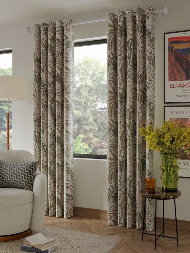 John Lewis Caladium Pair Lined Eyelet Curtains W228 x Drop 137cm - Avocado