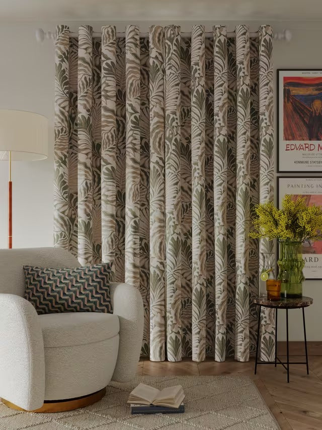 John Lewis Caladium Pair Lined Eyelet Curtains W228 x Drop 137cm - Avocado