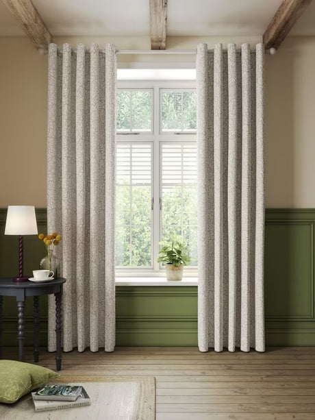 John Lewis Hidcote Weave Pair Lined Eyelet Curtains - Putty - W228 x D274cm
