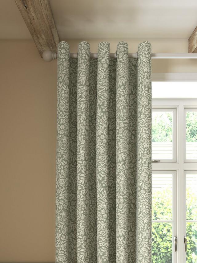 John Lewis Hidcote Weave Pair Lined Eyelet Curtains 228 x 228cm - Green