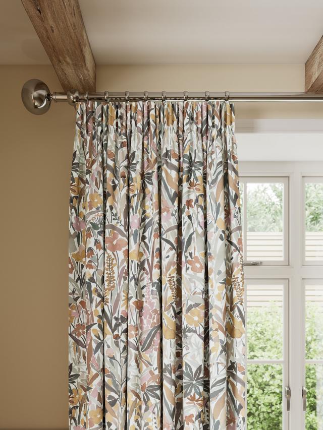 John Lewis Penelope Pair Lined Pencil Pleat Curtains W228 x D228cm - Plaster