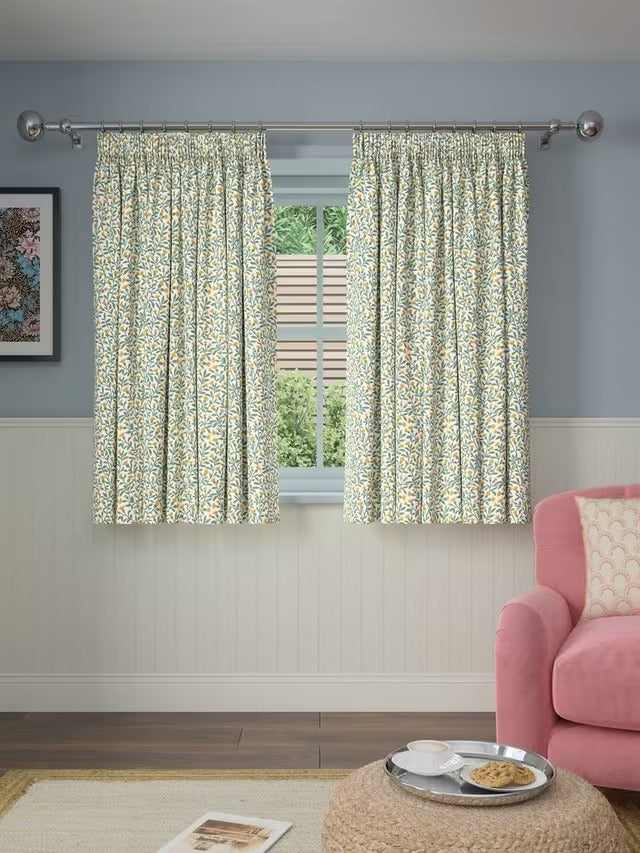 John Lewis Eloise Blackout Lined Pencil Pleat Curtains - Green - 167 x 228cm