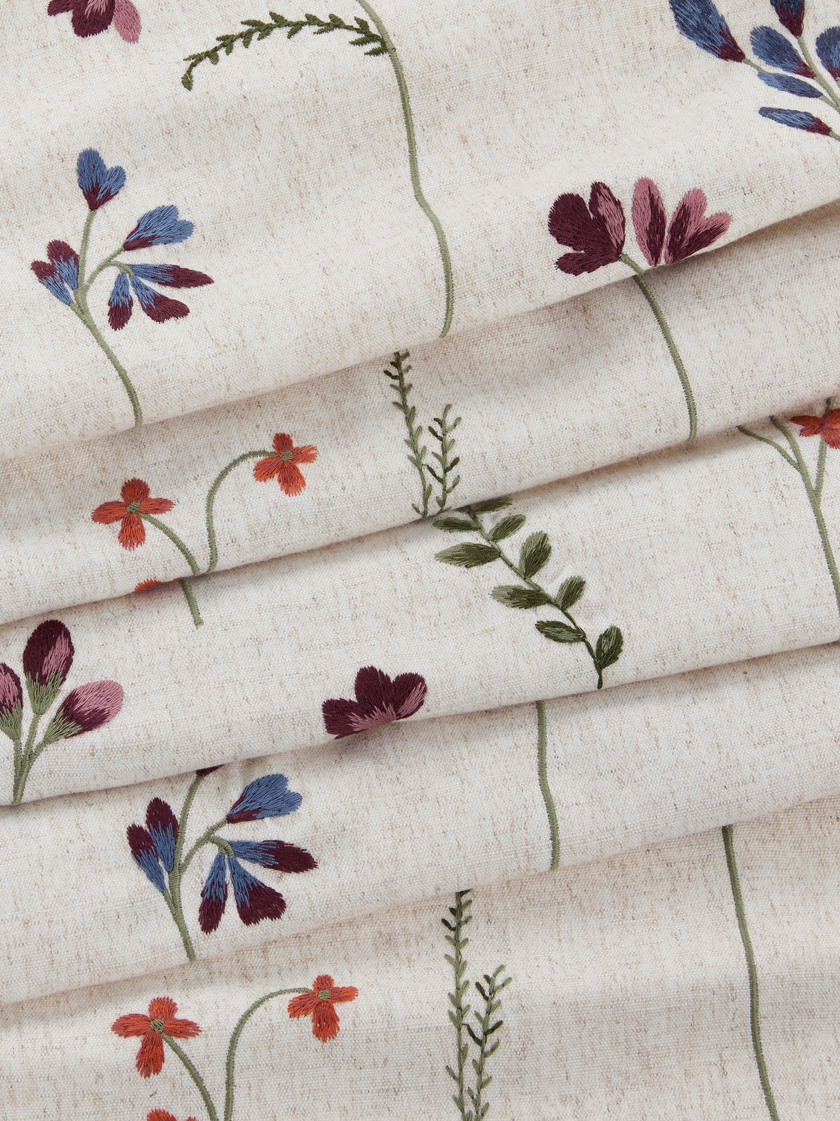 John Lewis Joni Floral Embroidery Lined Pencil Pleat Curtains - W167 x 182cm