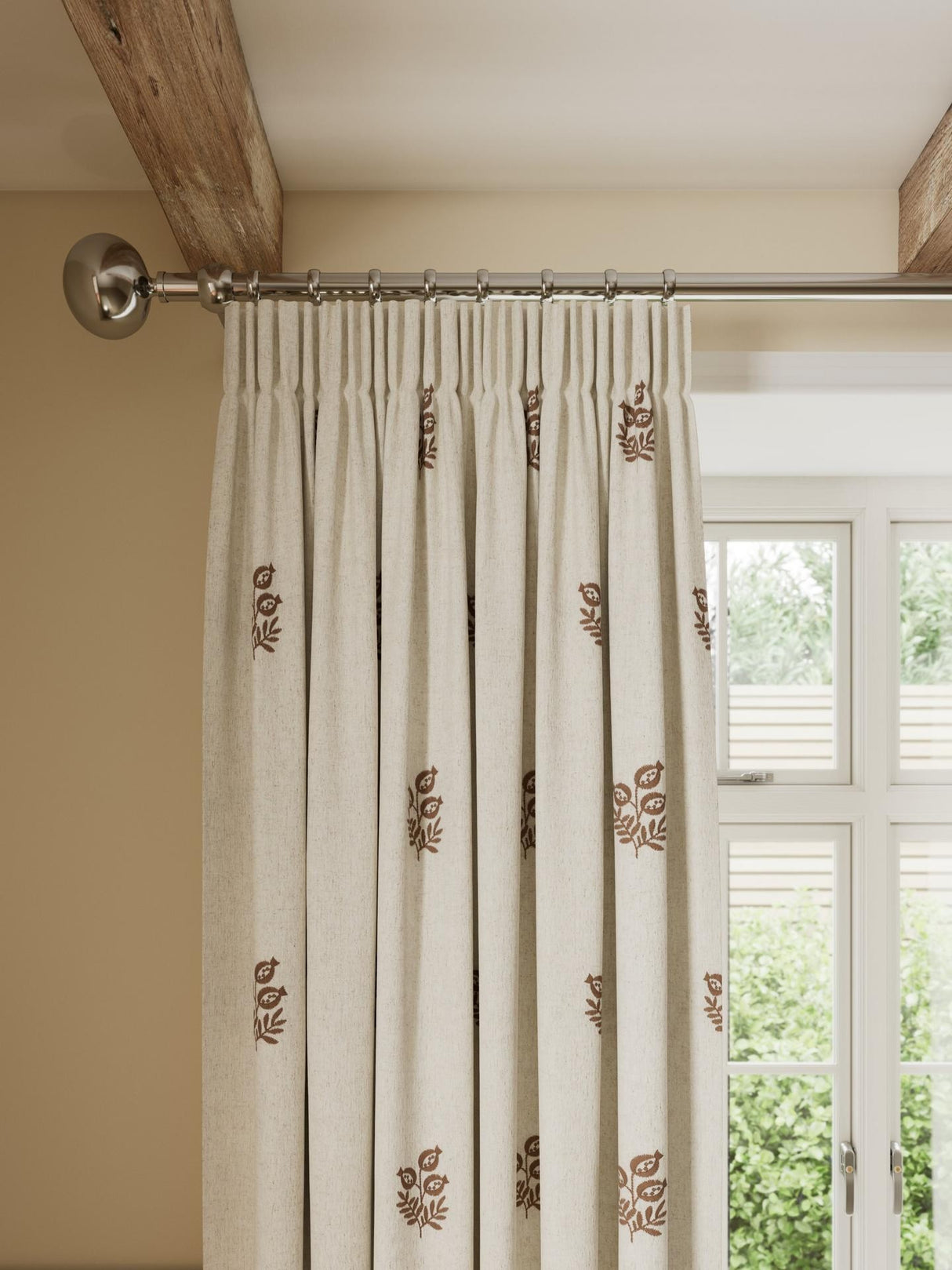 John Lewis Ariana Lined Pencil Pleat Curtains W228 x D228cm Natural/Auburn