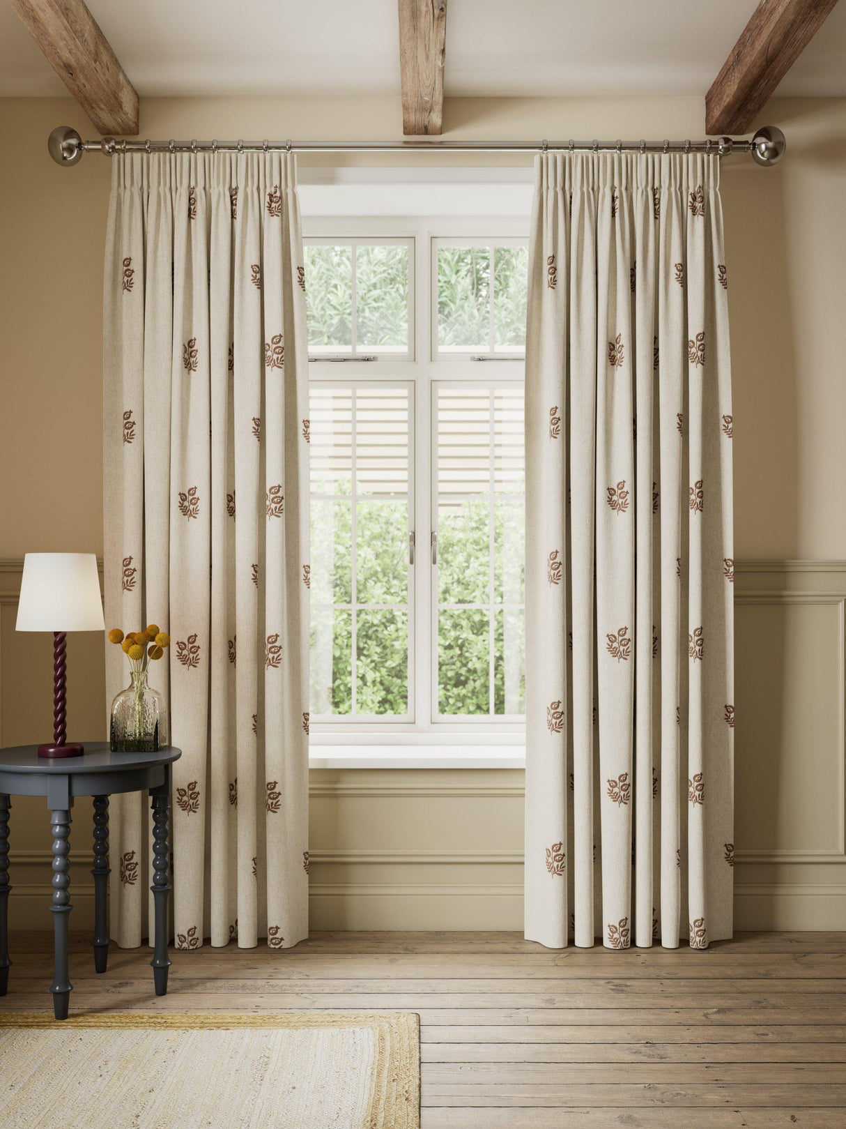 John Lewis Ariana Lined Pencil Pleat Curtains W228 x D274cm - Natural/Auburn