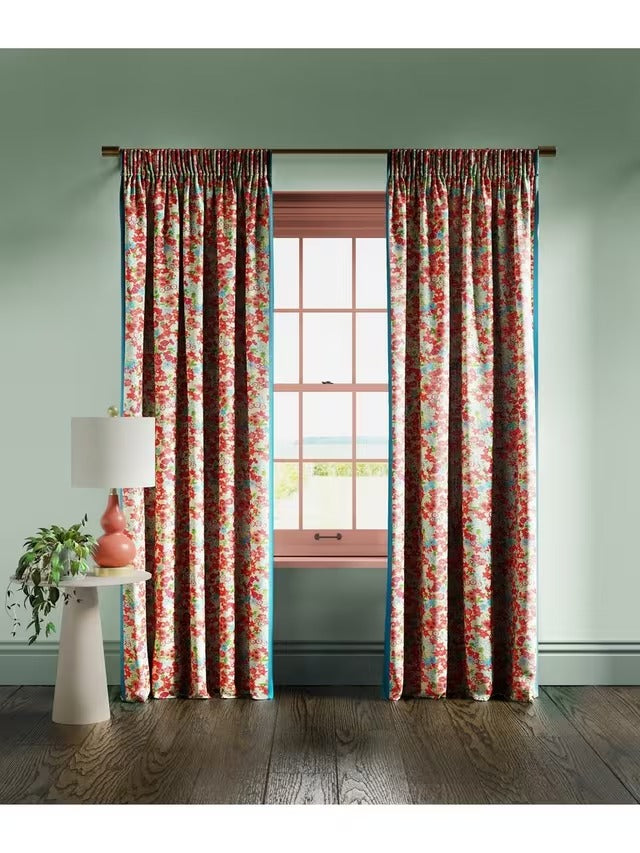 Harlequin Wildflower Meadow Lined Pencil Pleat Curtains 228x228cm Carnelian