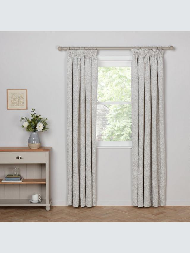 Morris & Co Strawberry Lined Pencil Pleat Curtains W167 x D228cm - Natural