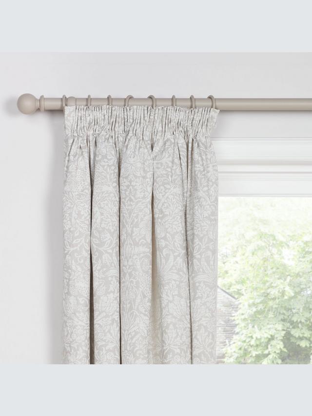 Morris & Co Strawberry Lined Pencil Pleat Curtains W167 x D228cm - Natural