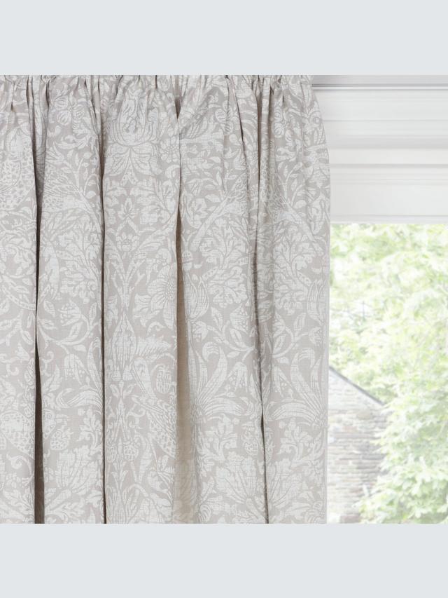 Morris & Co Strawberry Lined Pencil Pleat Curtains W167 x D228cm - Natural