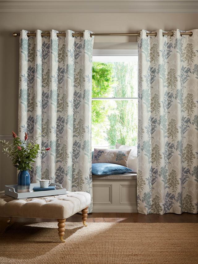 Laura Ashley Tenby Blackout Lined Eyelet Curtains 162 x 228cm - Seaspray