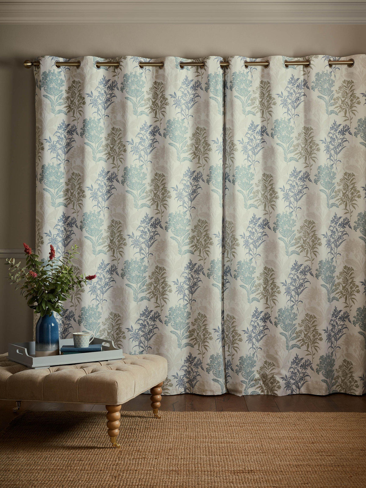 Laura Ashley Tenby Blackout Lined Eyelet Curtains 162 x 228cm - Seaspray