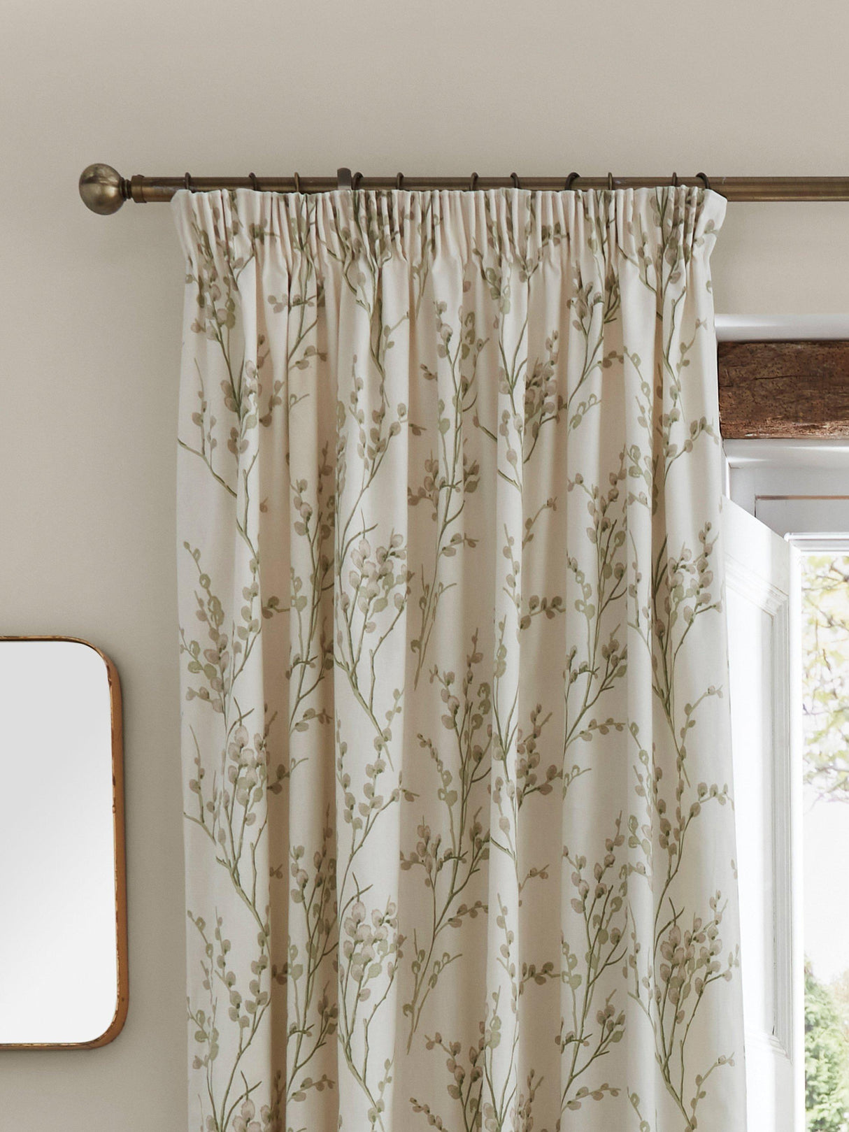 Laura Ashley Pussy Willow Lined Pencil Pleat Curtains W223 x 229cm Off White