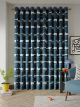 Scion Mr Fox Pair Fully Lined Eyelet Curtains Cotton Navy W167 x Drop 228cm