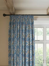 Morris & Co. Bower Lined Pencil Pleat Curtains W167 x D274 - Indigo/Pearwood
