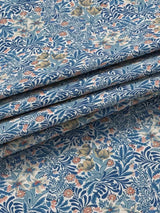 Morris & Co. Bower Lined Pencil Pleat Curtains W167 x D274 - Indigo/Pearwood