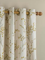 Laura Ashley Pussy Willow Pair Lined Eyelet Curtains 223 x 229 cm - Ochre