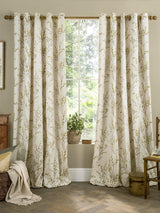 Laura Ashley Pussy Willow Pair Lined Eyelet Curtains 223 x 229 cm - Ochre