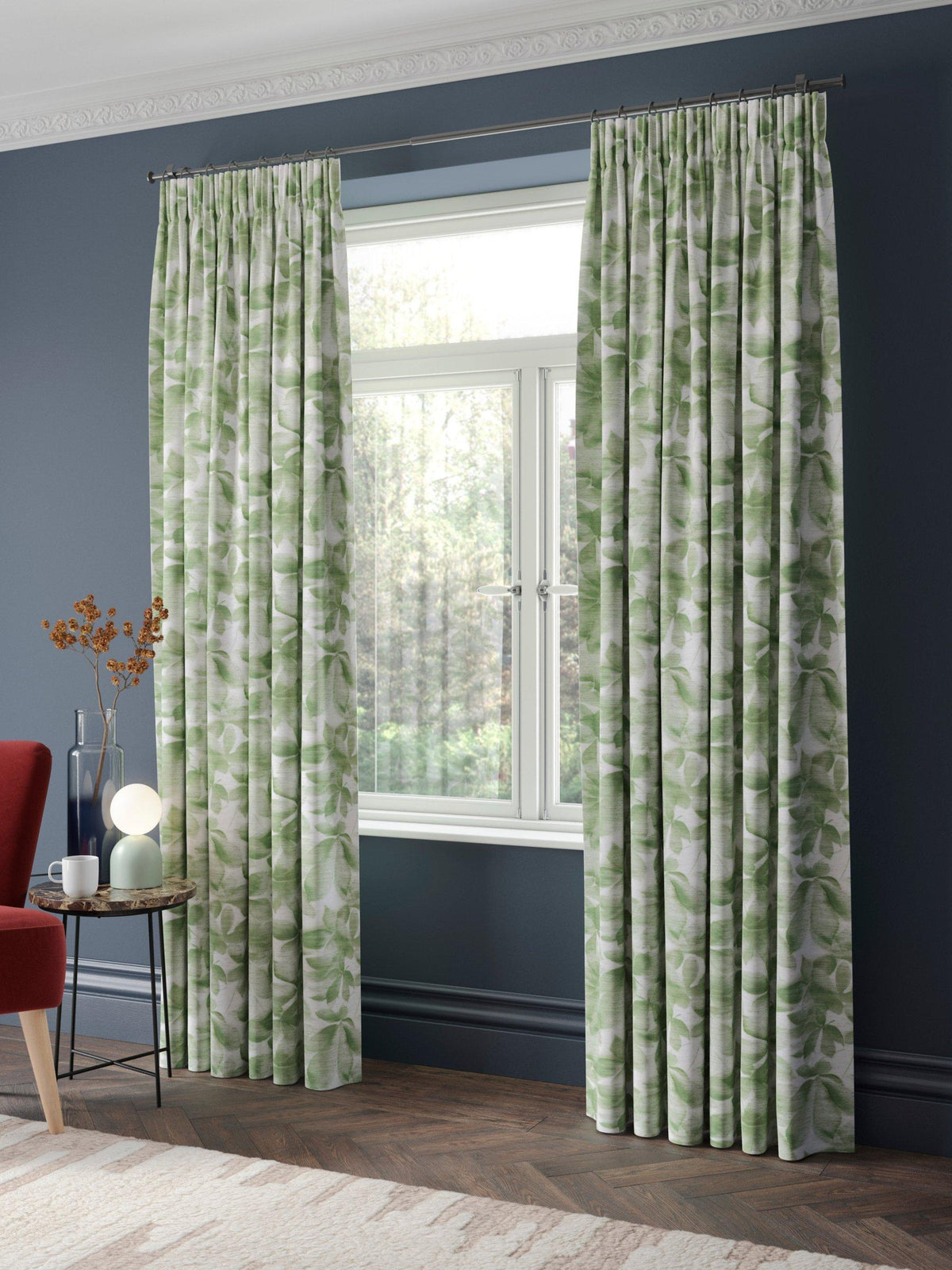 Harlequin Grounded Pair Lined Pencil Pleat Curtains - W228 x D228cm - Green