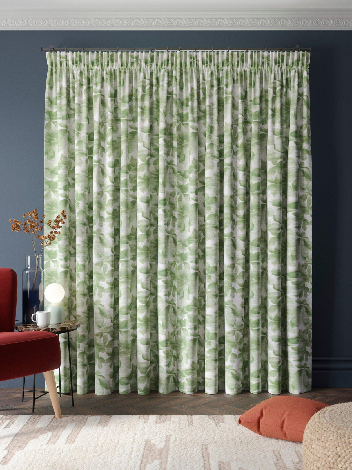 Harlequin Grounded Pair Lined Pencil Pleat Curtains - W228 x D228cm - Green