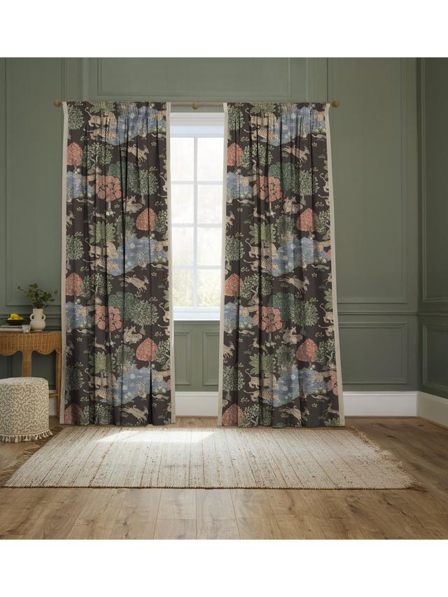 John Lewis Pamir Lined Pencil Pleat Curtains Walnut/Olive W167 x Drop 182cm