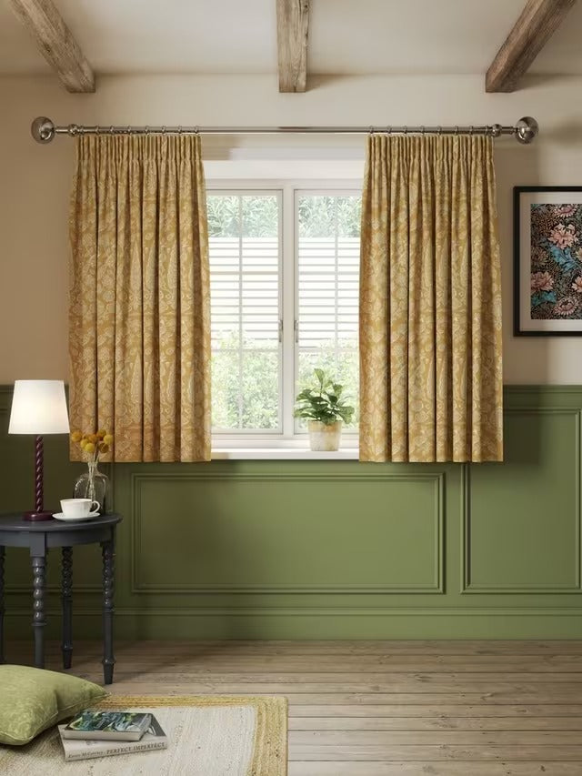 John Lewis Tamizart Pair Lined Pencil Pleat Curtains W167 x D182cm - Ochre