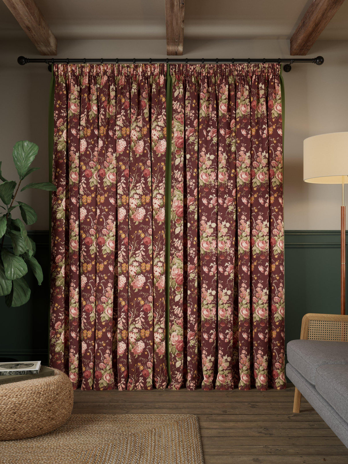 John Lewis Stapleton Lined Pencil Pleat Curtains - Mulberry W228 x D 228cm