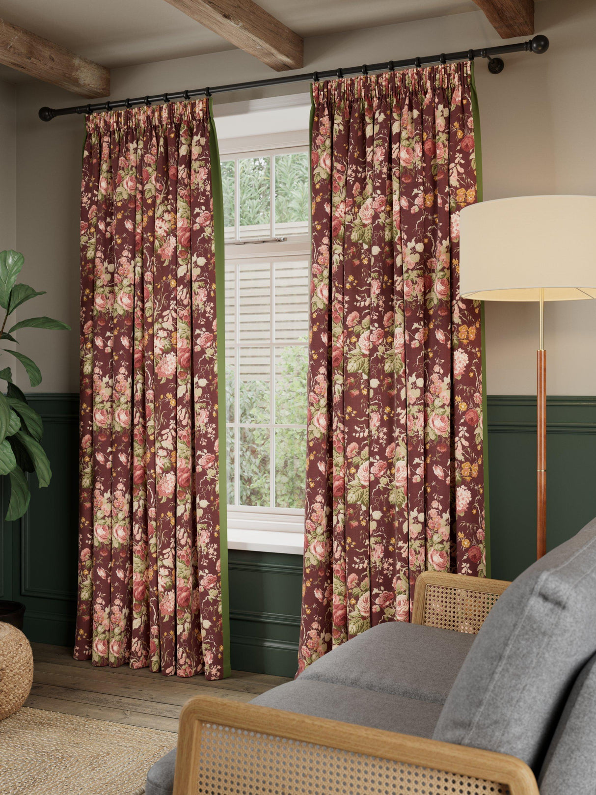 John Lewis Stapleton Lined Pencil Pleat Curtains - Mulberry W228 x D 228cm