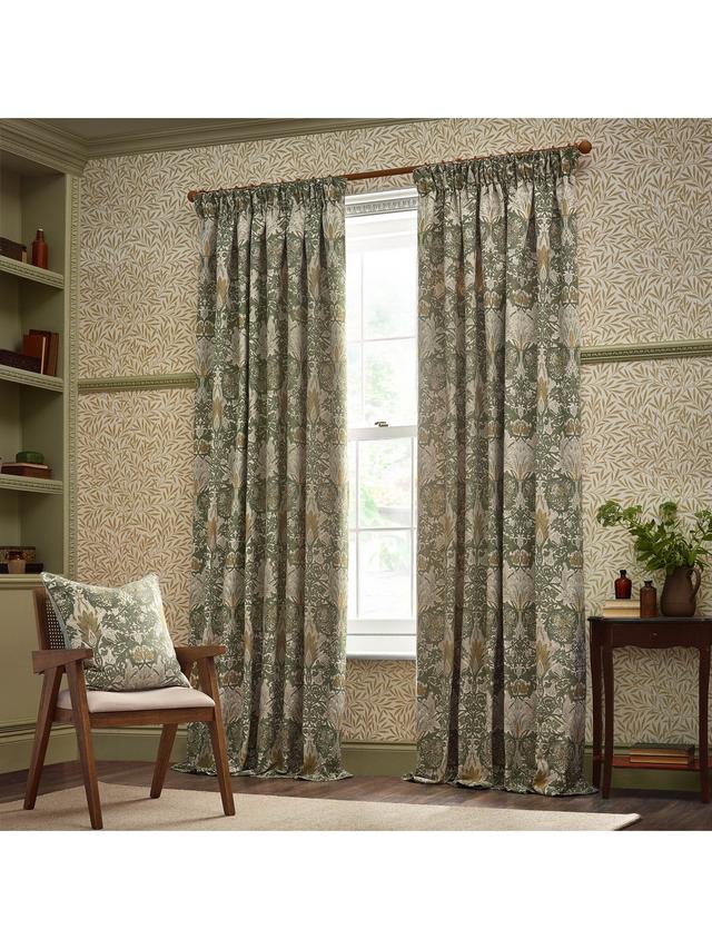 Morris & Co Snakeshead Pencil Pleat Curtains 229 x 229cm - Sunflower/Stone