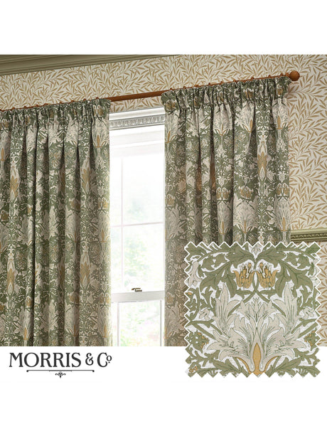Morris & Co Snakeshead Pencil Pleat Curtains 229 x 229cm - Sunflower/Stone