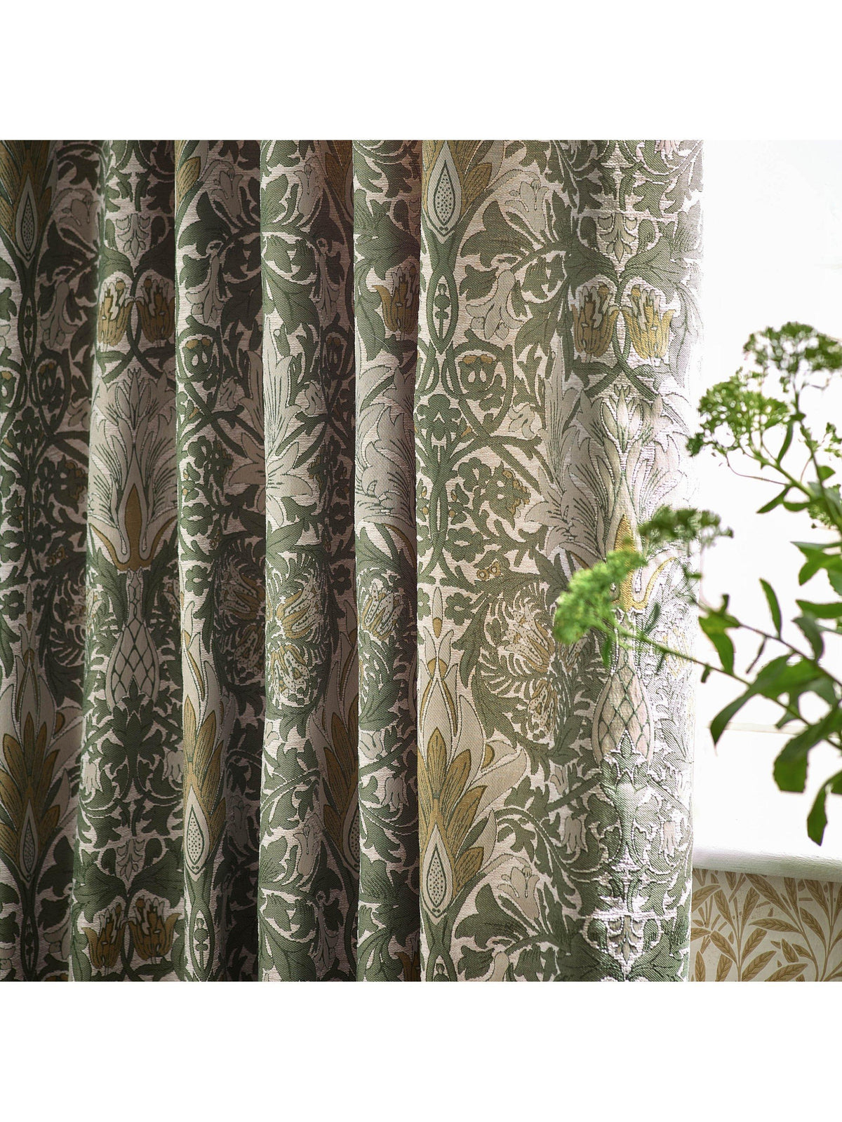 Morris & Co Snakeshead Pencil Pleat Curtains 229 x 229cm - Sunflower/Stone