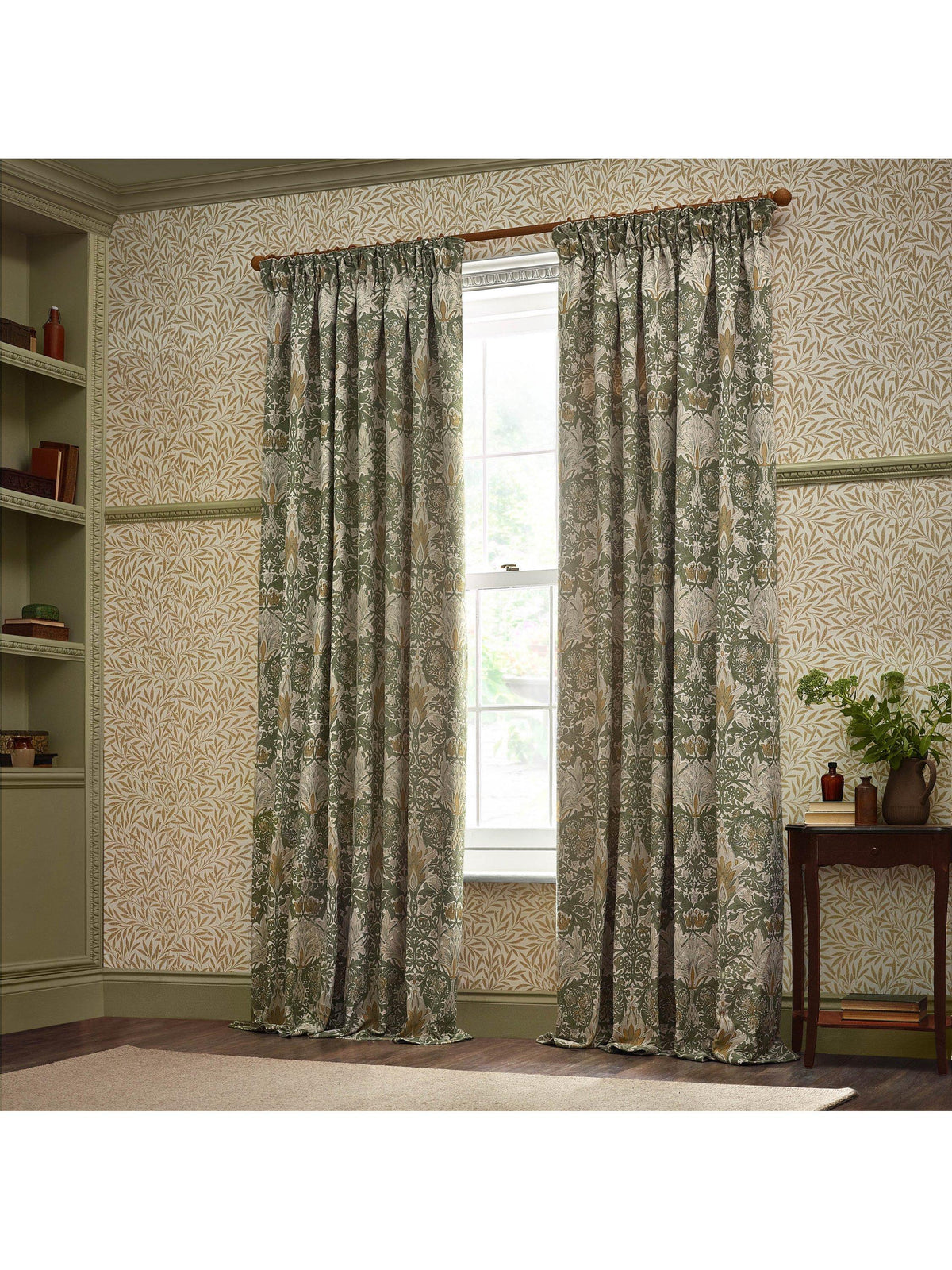 Morris & Co Snakeshead Pencil Pleat Curtains 229 x 229cm - Sunflower/Stone