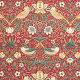 Morris & Co. Strawberry Thief Lined Pencil Pleat Curtains W167 x D182cm Red