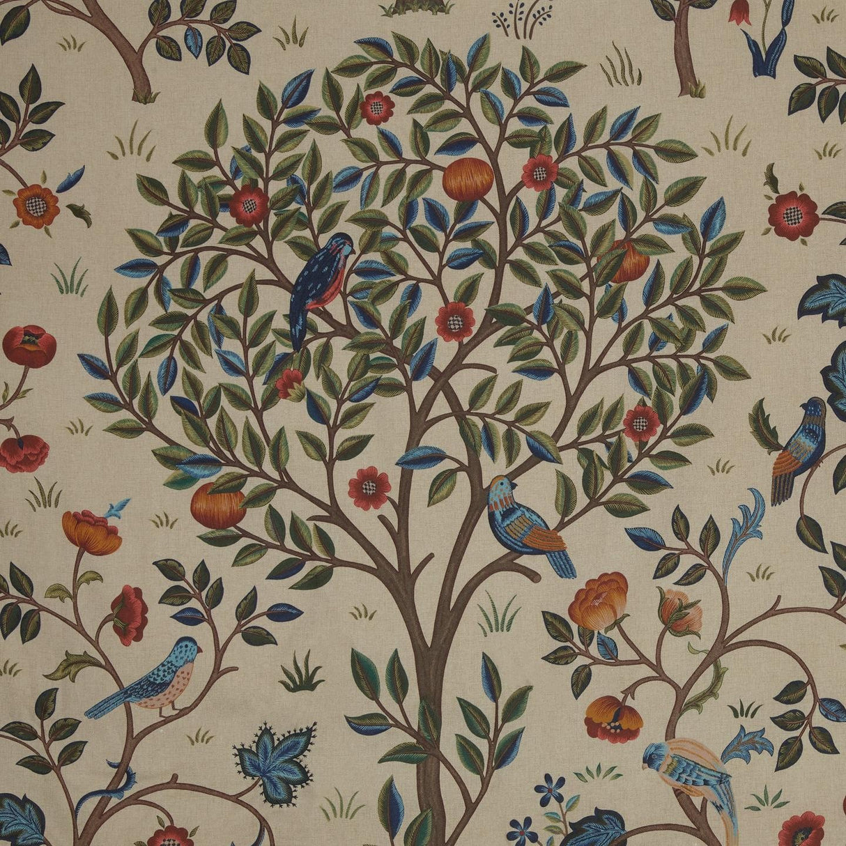 Morris & Co. Kelmscott Tree Lined Pencil Pleat Curtains W167 x D182cm Multi