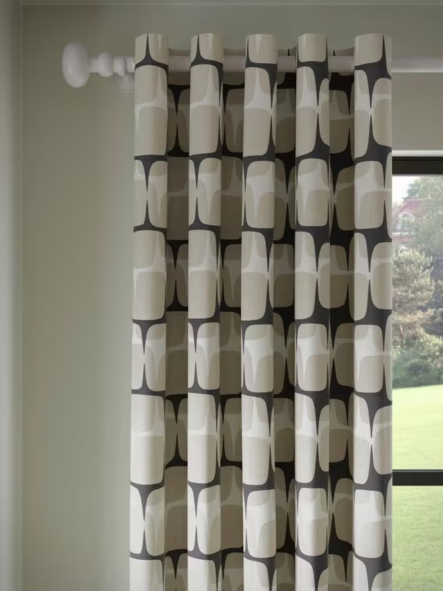 Scion Going Lohko Pair Lined Eyelet Curtains W167 x D182cm - Putty/Charcoal