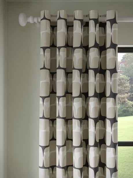 Scion Going Lohko Pair Lined Eyelet Curtains W167 x D182cm - Putty/Charcoal