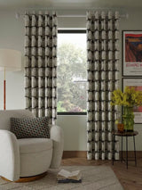 Scion Going Lohko Pair Lined Eyelet Curtains W167 x D182cm - Putty/Charcoal