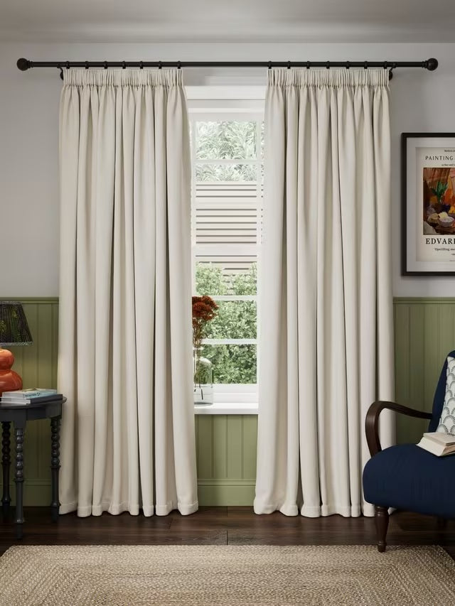 John Lewis Tonal Yarn Lined Pencil Pleat Curtains W228 x D274cm - Alabaster