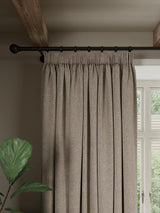 John Lewis Herringbone Pencil Pleat Blackout Curtains 167 x 274cm Pale Mole