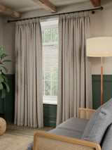 John Lewis Herringbone Pencil Pleat Blackout Curtains 167 x 274cm Pale Mole