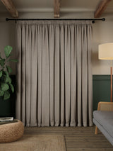 John Lewis Herringbone Blackout Pencil Pleat Curtains 228 x 274cm Pale Mole