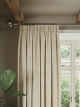 John Lewis Herringbone Pair Lined Pencil Pleat Curtains 228x228cm Parchment