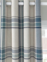 John Lewis Afton Check Weave Dimout/Thermal Eyelet Curtains Navy W117x228cm