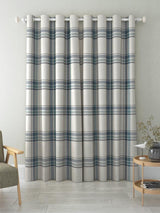John Lewis Afton Check Weave Dimout/Thermal Eyelet Curtains Navy W117x228cm