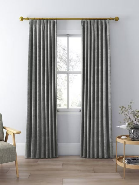 John Lewis Herringbone Lined Pencil Pleat Curtains W228 x D274cm - Slate